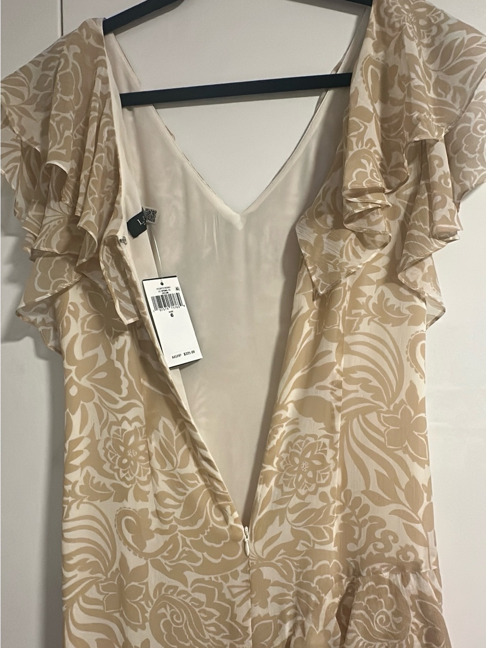 Ralph Lauren Cream Floral Ruffle V-Neck Maxi Dress NWT - Picture 9 of 11
